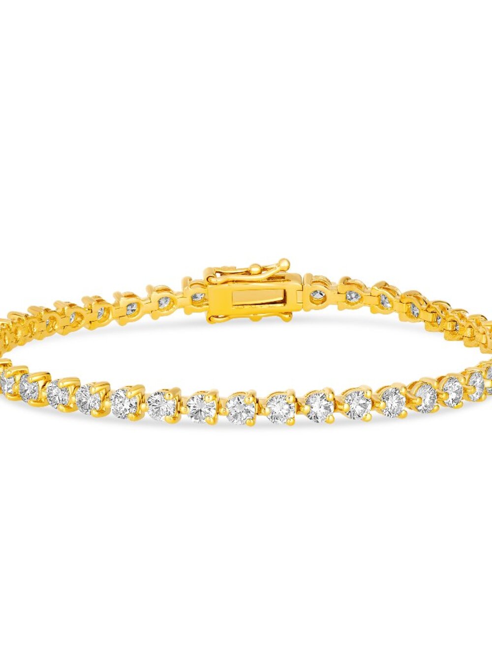 3.00 Carat Natural Diamond Tennis Bracelet 3 Prong 14K Yellow Gold 7''